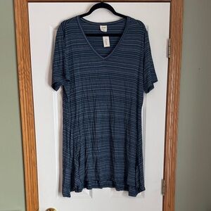 NWT Soma Blue Striped V-Neck Tunic Tee size XL